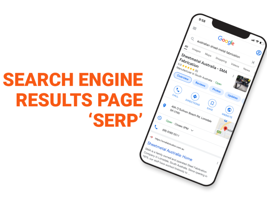 serp search engine results on a phone